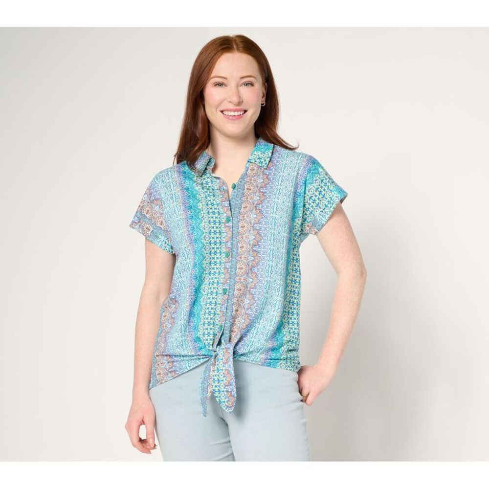 Gloria Vanderbilt Women's Top Sz 2XS (XXS) Cabana Knit Boho Multi-colored